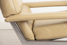 Load image into Gallery viewer, Pair of Midcentury Pieff &#39;Gamma&#39; Leather &amp; Chrome Swivel Armchairs c.1970s
