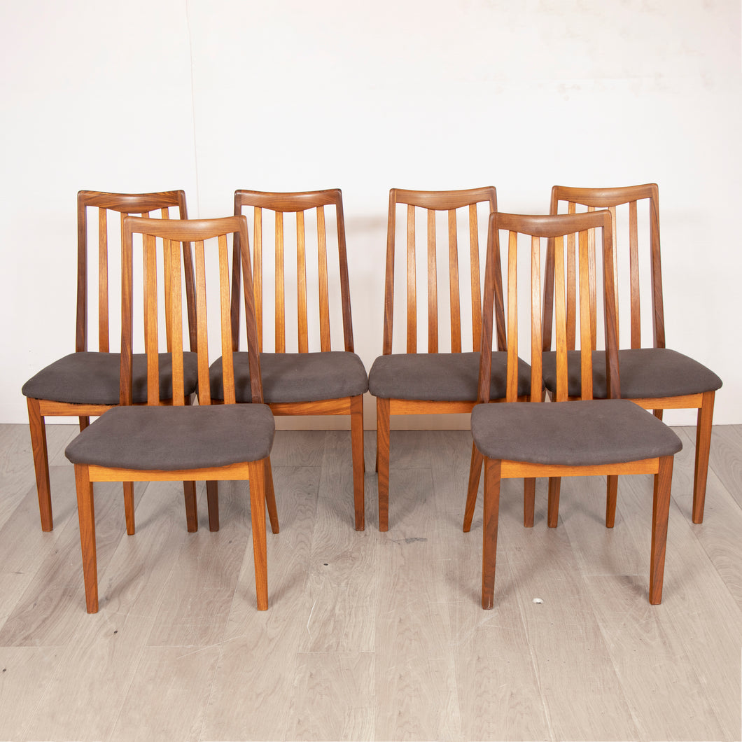 Set of 6 Midcentury G Plan Fresco Afromosia Dining Chairs c.1970
