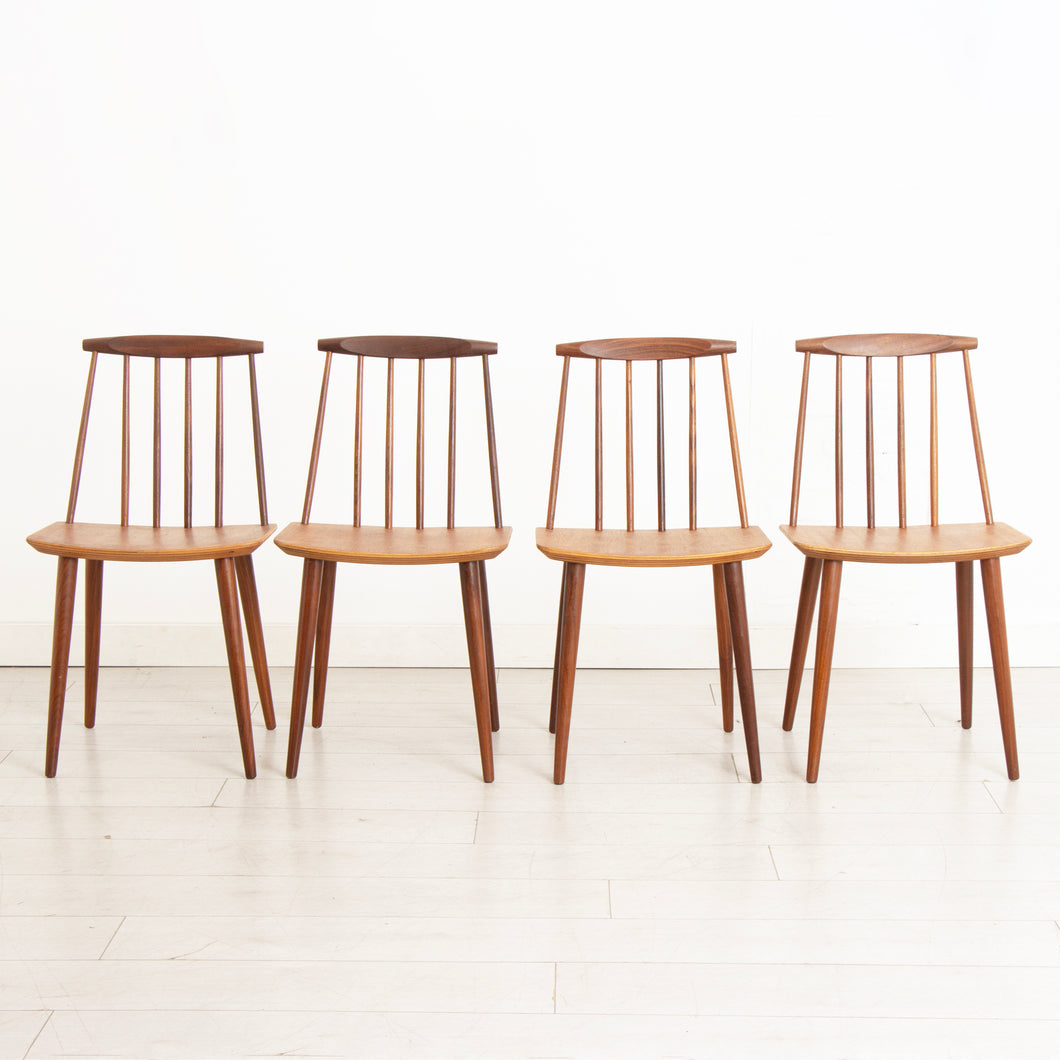 Set of 4 Danish Midcentury Teak Model J77 Dining Chairs by Folke Palsson for FBD Mobler