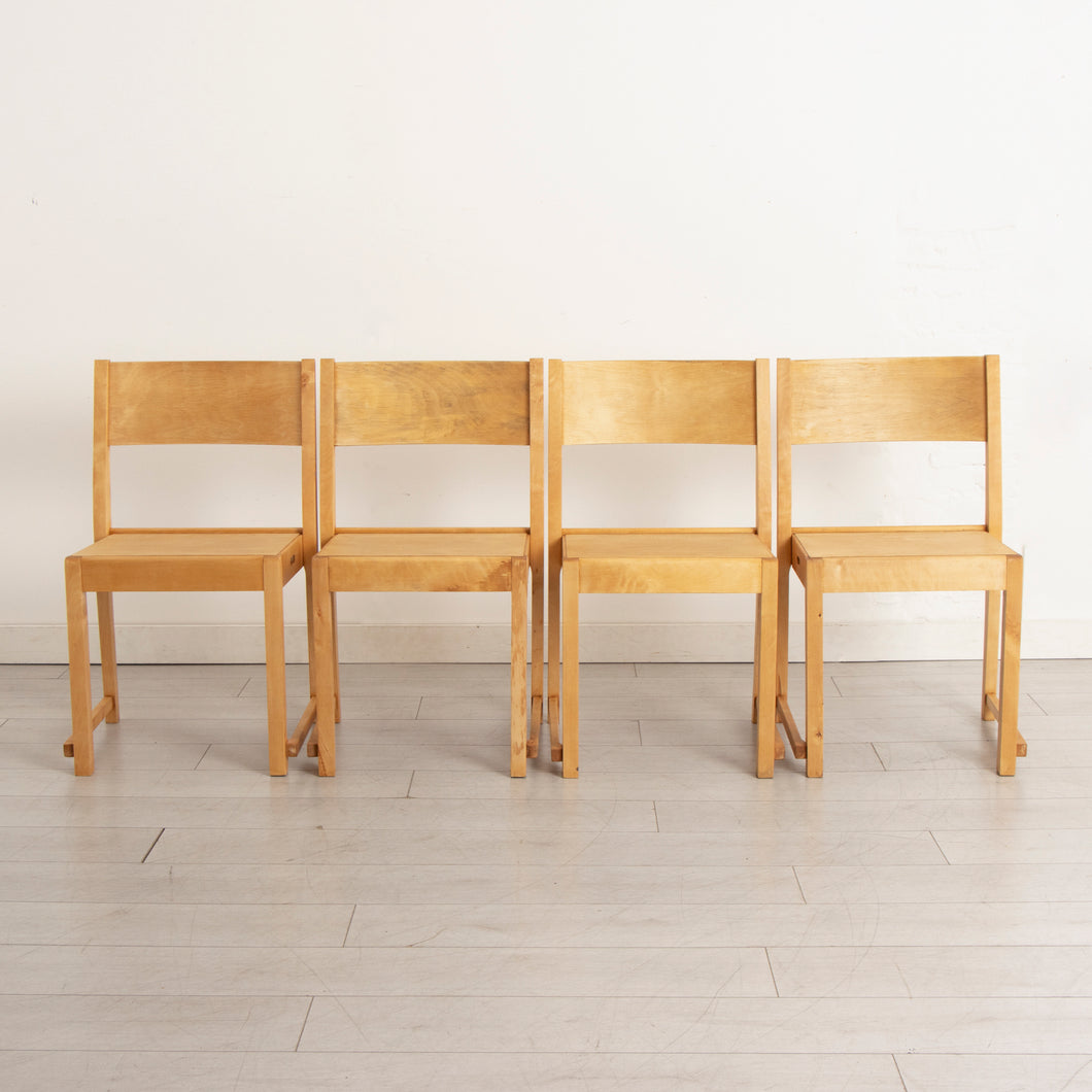 Set of 4 Midcentury Finnish Stackable Chairs in Birch c.1950s