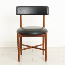 Load image into Gallery viewer, Set of 4 Midcentury Fresco Dining Chairs in Teak &amp; Original Black Vinyl Upholstery by Victor Wilkins

