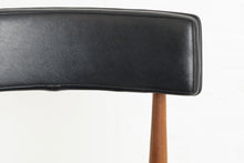 Load image into Gallery viewer, Set of 4 Midcentury Fresco Dining Chairs in Teak &amp; Original Black Vinyl Upholstery by Victor Wilkins
