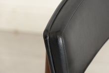 Load image into Gallery viewer, Set of 4 Midcentury Fresco Dining Chairs in Teak &amp; Original Black Vinyl Upholstery by Victor Wilkins
