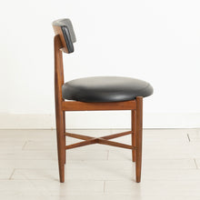 Load image into Gallery viewer, Set of 4 Midcentury Fresco Dining Chairs in Teak &amp; Original Black Vinyl Upholstery by Victor Wilkins
