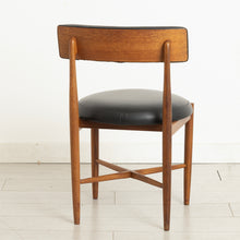 Load image into Gallery viewer, Set of 4 Midcentury Fresco Dining Chairs in Teak &amp; Original Black Vinyl Upholstery by Victor Wilkins
