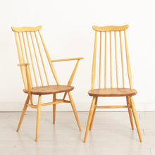 Load image into Gallery viewer, Set of 6 Midcentury Goldsmith Dining Chairs by Ercol, with Blue Labels
