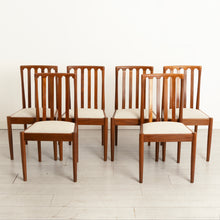 Load image into Gallery viewer, Set of 6 Mid Century teak dining chairs by Meredew, circa 1970s
