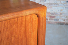 Load image into Gallery viewer, Danish Mid Century Dyrlund teak media cabinet on casters, circa 1970s
