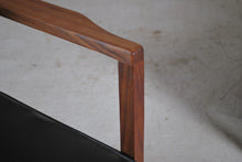Load image into Gallery viewer, A pair of Mid Century ex-MOD teak and vinyl armchairs, circa 1960s.
