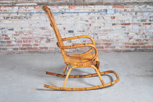 Load image into Gallery viewer, Vintage Mid Century Bamboo rocking chair, circa 1960s
