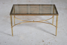Load image into Gallery viewer, Mid Century Hollywood Regency Maison Jansen style brass and glass rectangular coffee table, France, circa 1970s. £250
