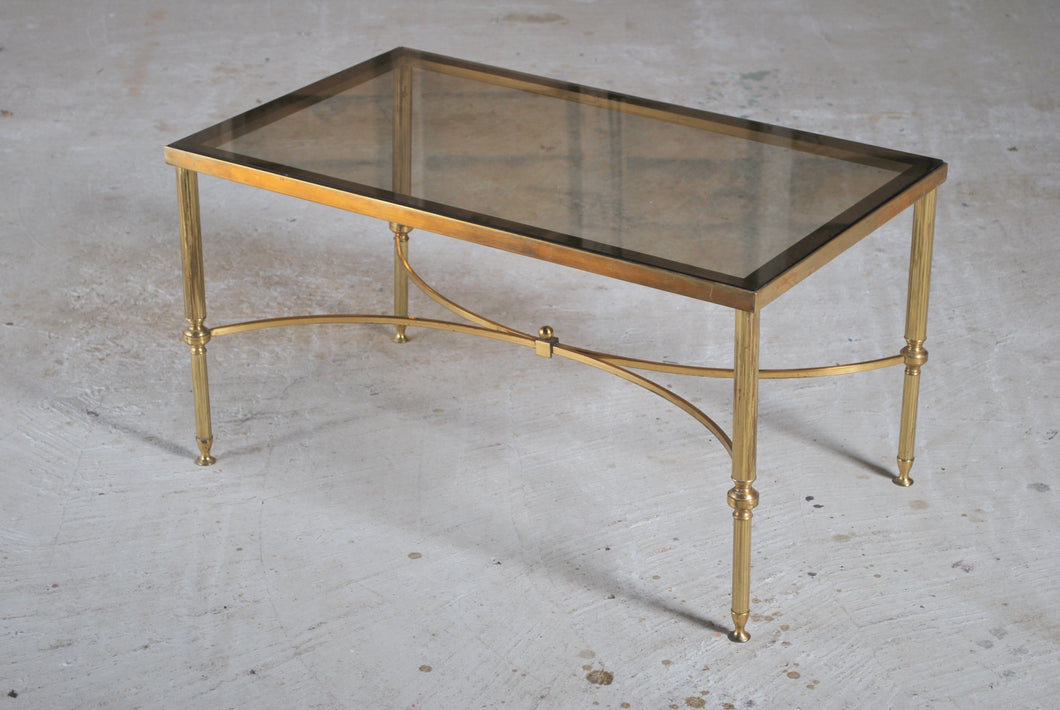 Mid Century Hollywood Regency Maison Jansen style brass and glass rectangular coffee table, France, circa 1970s. £250