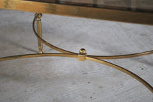 Load image into Gallery viewer, Mid Century Hollywood Regency Maison Jansen style brass and glass square coffee table, France, circa 1970s.
