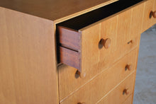 Load image into Gallery viewer, Mid Century oak chest of 5 drawers by Meredew, circa 1960s.
