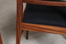 Load image into Gallery viewer, Set of 6 afromosia dining chairs by Richard Hornby for Heal&#39;s, circa 1960s.
