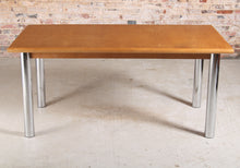 Load image into Gallery viewer, Late Mid Century Marcel Breuer -style beech and chrome dining table originally from Heal&#39;s in 1982.
