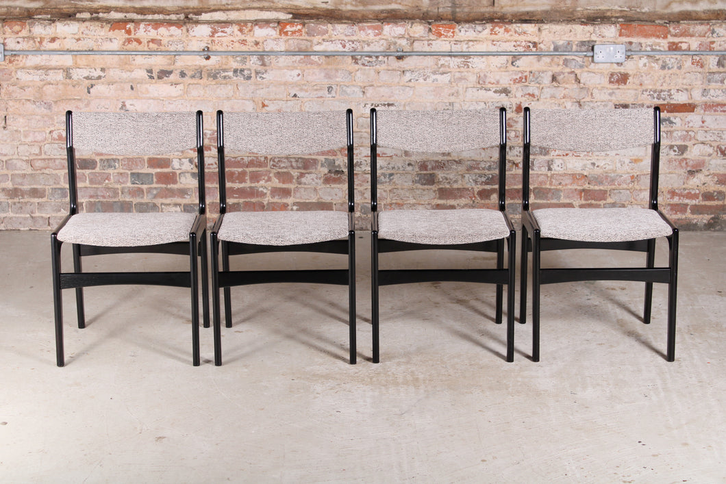 Set of 4 Danish Mid Century dining chairs by Erik Buch, circa 1960s.