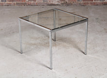 Load image into Gallery viewer, Mid Century chrome and glass square coffee table, circa 1970s. Excellent original condition.
