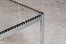 Load image into Gallery viewer, Mid Century chrome and glass square coffee table, circa 1970s. Excellent original condition.
