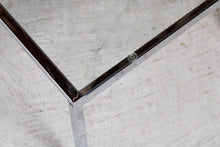 Load image into Gallery viewer, Mid Century chrome and glass square coffee table, circa 1970s. Excellent original condition.
