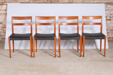 Load image into Gallery viewer, Set of 4 Mid Century Swedish teak dining chairs.
