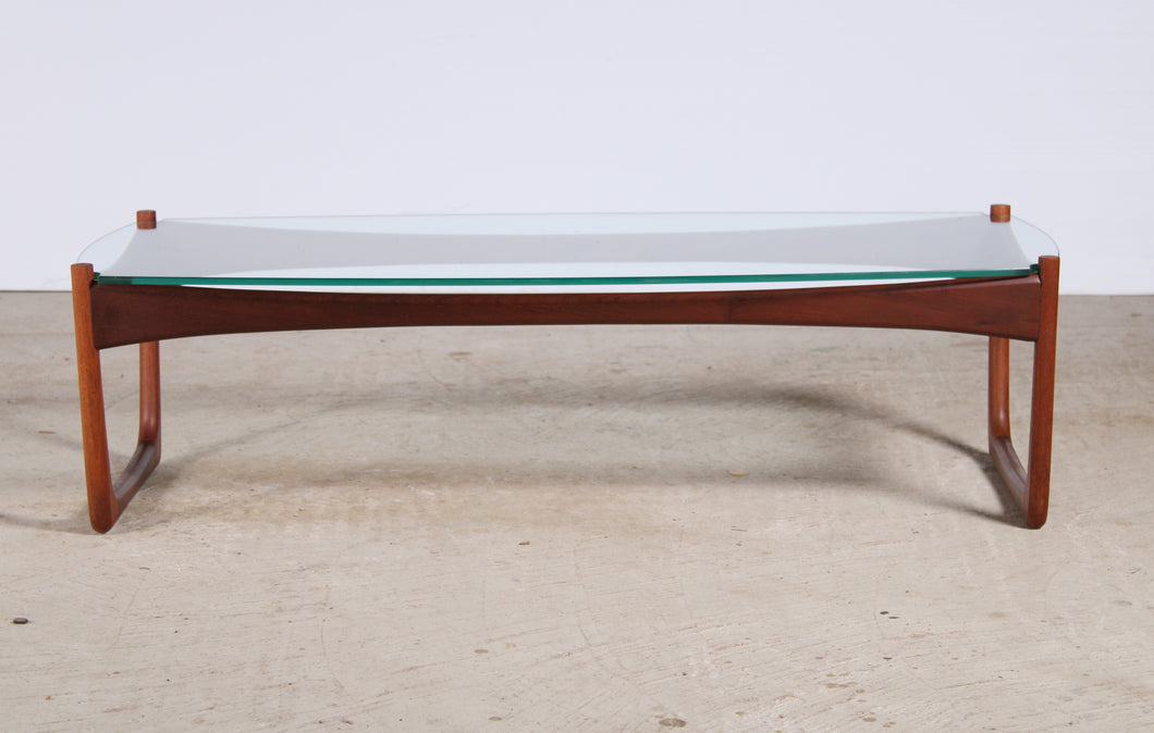 Mid Century coffee table with sculptural afromosia base.