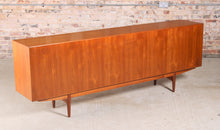 Load image into Gallery viewer, Danish Mid Century teak sideboard with carved rosewood handles.
