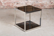 Load image into Gallery viewer, Mid Century chrome and smoked glass cubical shaped coffee table.
