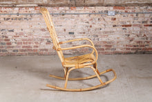 Load image into Gallery viewer, A vintage 1960s Boho bamboo rocking chair.
