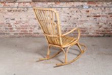 Load image into Gallery viewer, A vintage 1960s Boho bamboo rocking chair.
