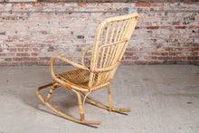 Load image into Gallery viewer, A vintage 1960s Boho bamboo rocking chair.
