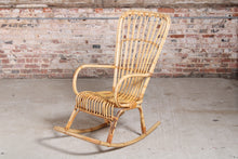 Load image into Gallery viewer, A vintage 1960s Boho bamboo rocking chair.
