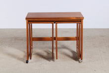 Load image into Gallery viewer, Mid Century McIntosh Triform teak nest of tables, circa 1960s.
