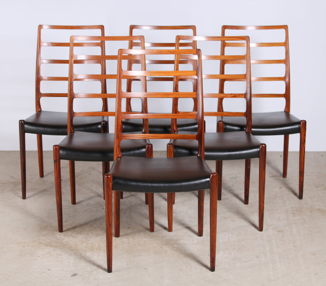 Set of 6 rosewood dining chairs by Niels O. Møller for J.L. Møller.