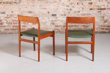 Load image into Gallery viewer, Set of 4 Mid Century Teak &amp; Vinyl Dining Chairs with original Green Upholstery by Dalescraft
