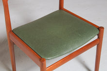 Load image into Gallery viewer, Set of 4 Mid Century Teak &amp; Vinyl Dining Chairs with original Green Upholstery by Dalescraft
