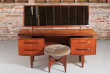 Load image into Gallery viewer, Mid Century G-plan Fresco teak dressing table with original stool, circa 1960s.
