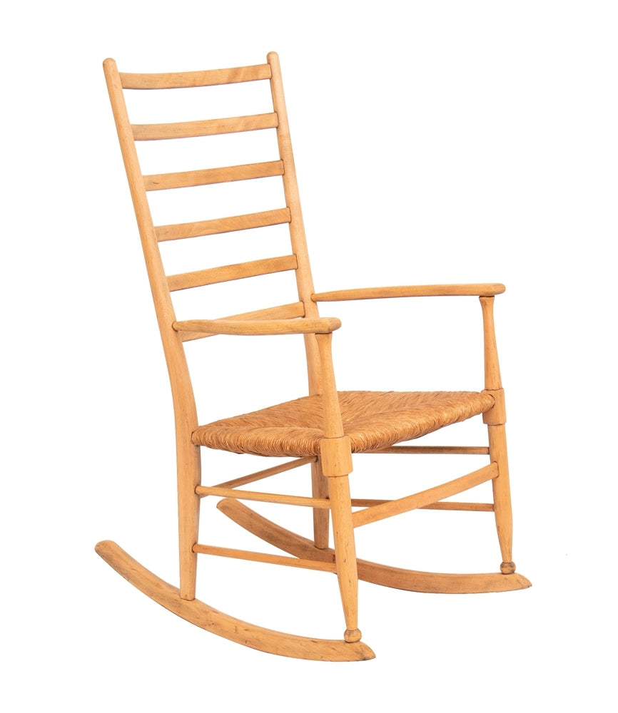 Danish Midcentury Rocking Chair with Original Papercord Seat c.1960
