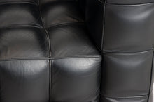Load image into Gallery viewer, Pair of &#39;Kubus&#39; Black Leather Armchairs in the manner of Josef Hoffmann c.1970
