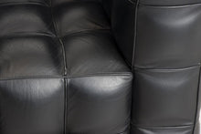 Load image into Gallery viewer, &#39;Kubus&#39; Black Leather Armchair in the manner of Josef Hoffmann c.1970

