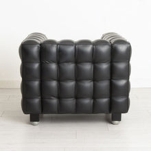 Load image into Gallery viewer, &#39;Kubus&#39; Black Leather Armchair in the manner of Josef Hoffmann c.1970
