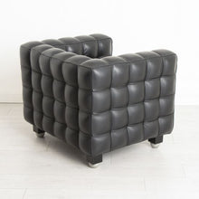 Load image into Gallery viewer, &#39;Kubus&#39; Black Leather Armchair in the manner of Josef Hoffmann c.1970
