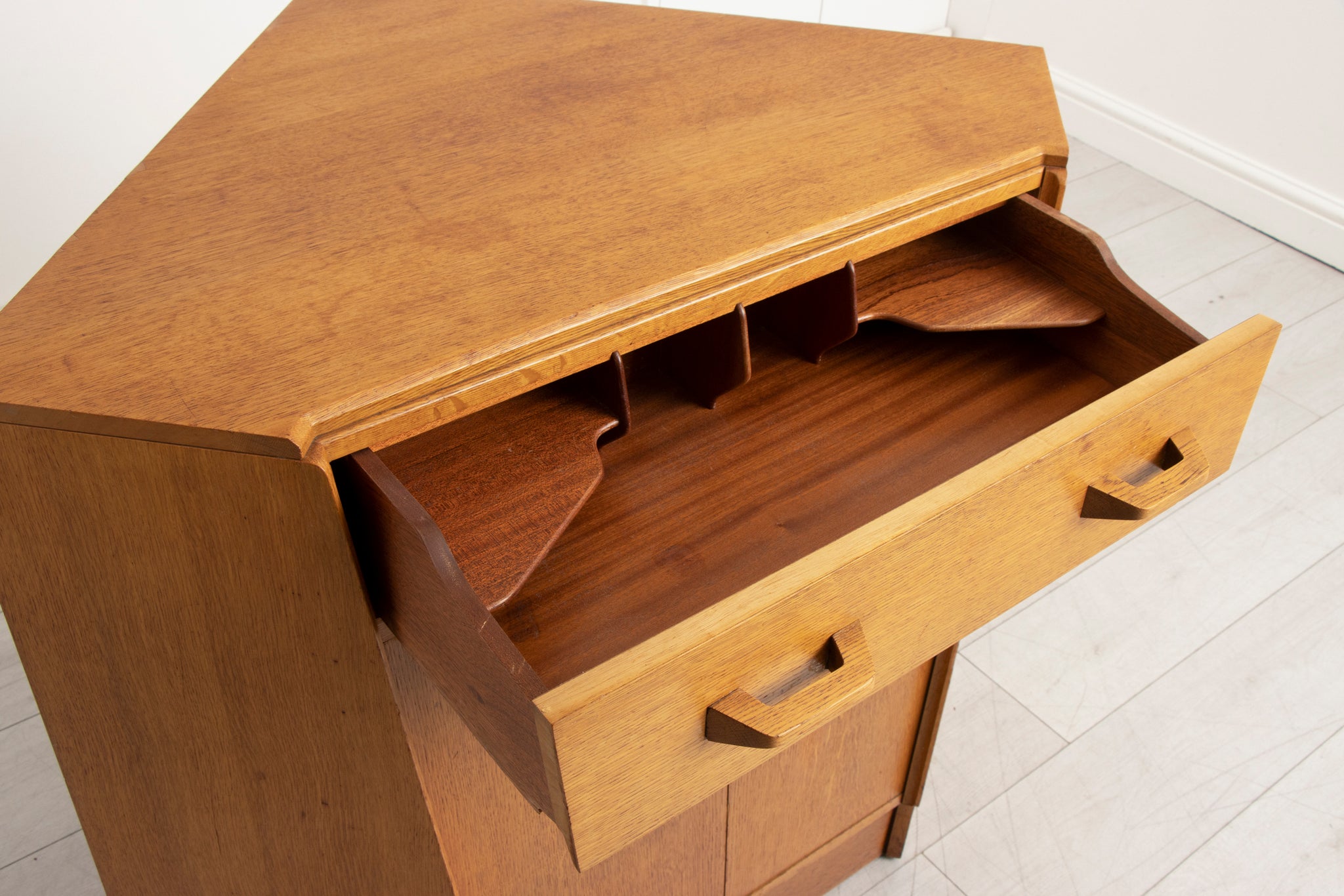 Midcentury G Plan Brandon Oak Corner Desk c.1950 Finntage Interiors