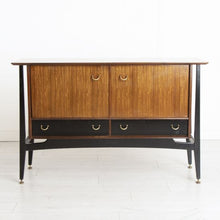 Load image into Gallery viewer, Midcentury G Plan Tola and Black Sideboard with Brass Handles c.1960
