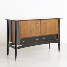 Load image into Gallery viewer, Midcentury G Plan Tola and Black Sideboard with Brass Handles c.1960

