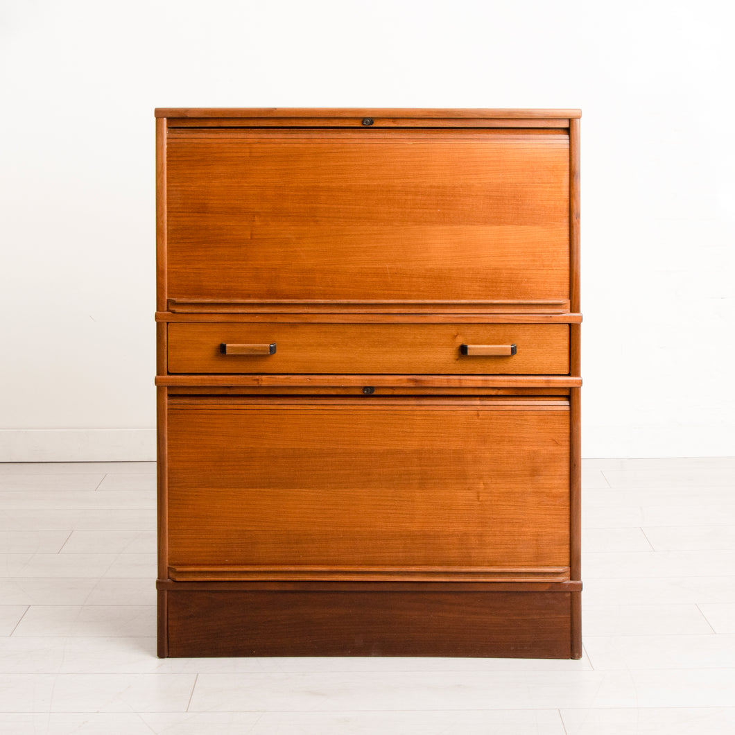 Midcentury Teak Filing Cabinet with Tambour Doors c.1960