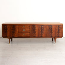 Load image into Gallery viewer, Midcentury Teak &amp; Flamed Mahogany Sideboard with Brass Handles by Greaves &amp; Thomas c.1960
