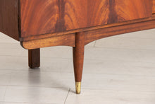 Load image into Gallery viewer, Midcentury Teak &amp; Flamed Mahogany Sideboard with Brass Handles by Greaves &amp; Thomas c.1960
