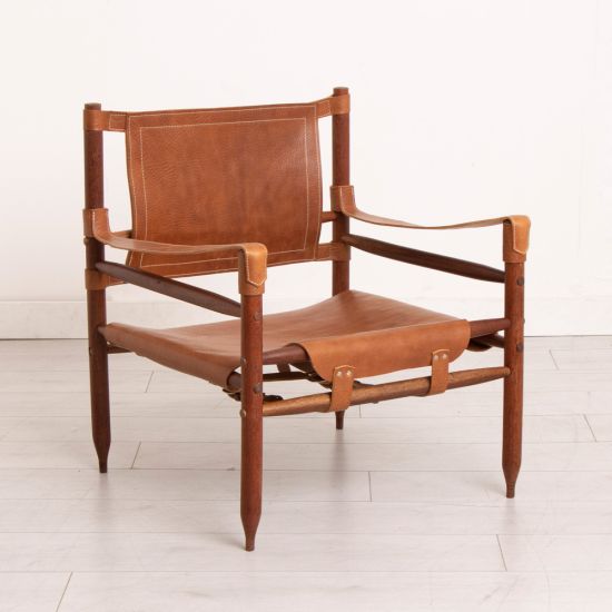Reupholstered Midcentury Teak Safari Chair