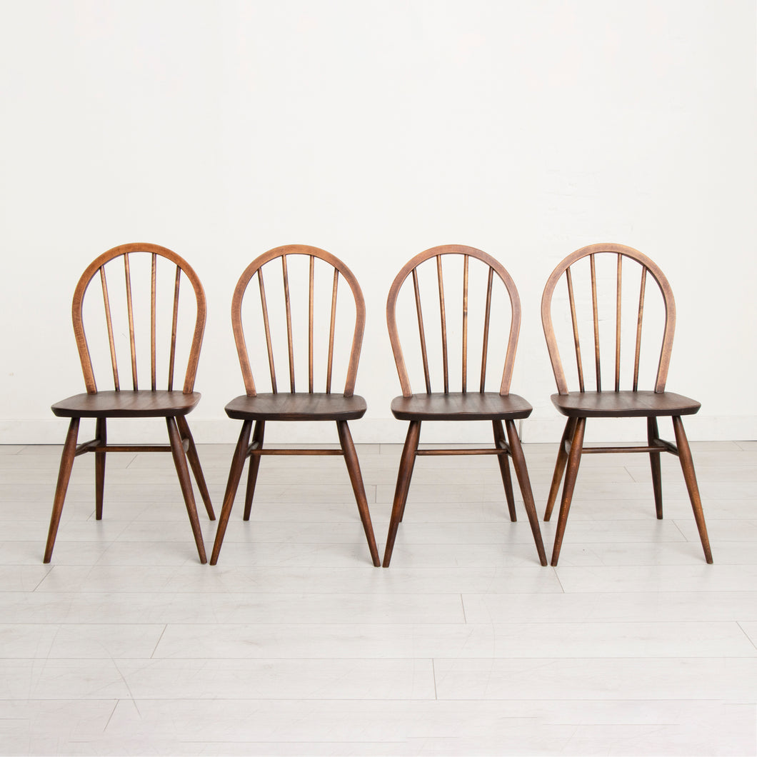Set of Four Midcentury Ercol Model 400 Dining Chairs c.1960